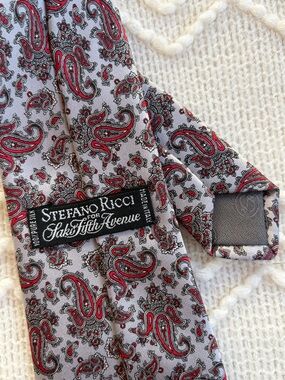 Stefano Ricci Sak's 100% Silk Blue Red Paisley Tie Italy Excellent Condition
